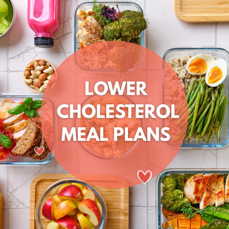 a group of containers with healthy food on them presenting lower cholesrerol meal and diet plan